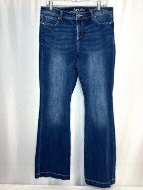 INC Bootcut Curvy Fit Jeans, Size 14 Boho Western Rhinestone Rivets Whiskered